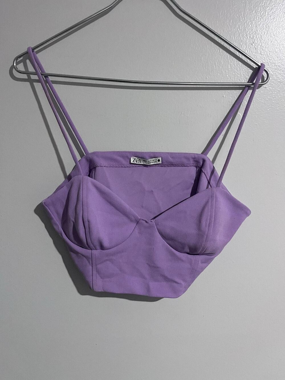 Zara Tank Womens M Purple Camisole Strappy Sleeve Lined Party Cocktail Summer
